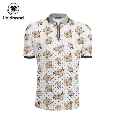 Custom Golf Polo T-shirt VOOR HEREN Digital Full Printing Flower Style HOGE KWALITEIT