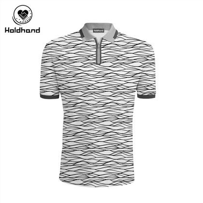 Custom Golf Polo T-shirt HOGE KWALITEIT VOOR HEREN Digitale Volledige Afdrukken Zwart Wit Geometrie Stijl